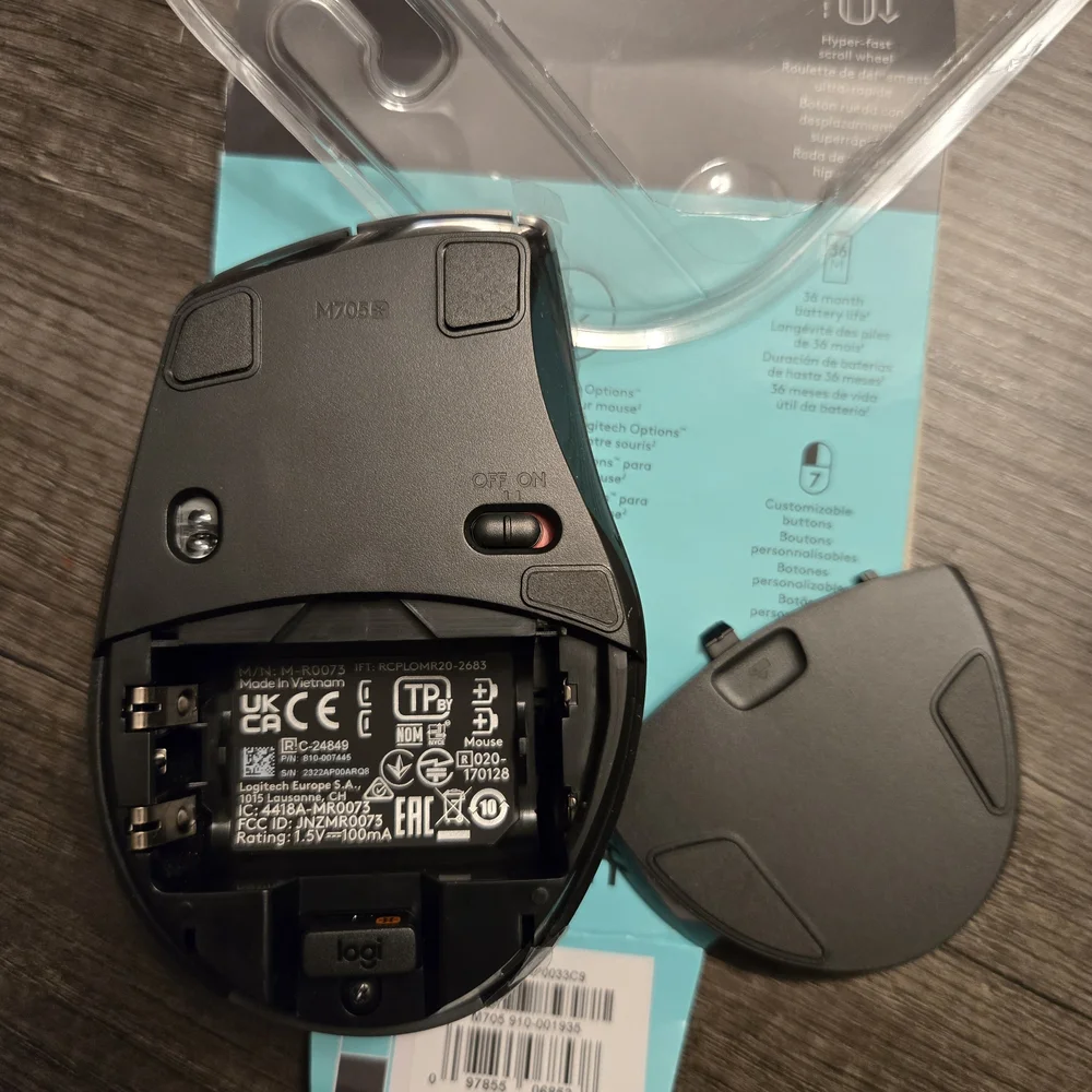 Logitech M705 Marathon Wireless Laser Mouse Gray/Black with Unifying Receiver